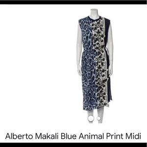 ALBERTO MAKALI Animal Print Midi Length Dress Small